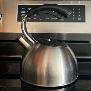 Vintage stainless steel whistling tea kettle by COPCO